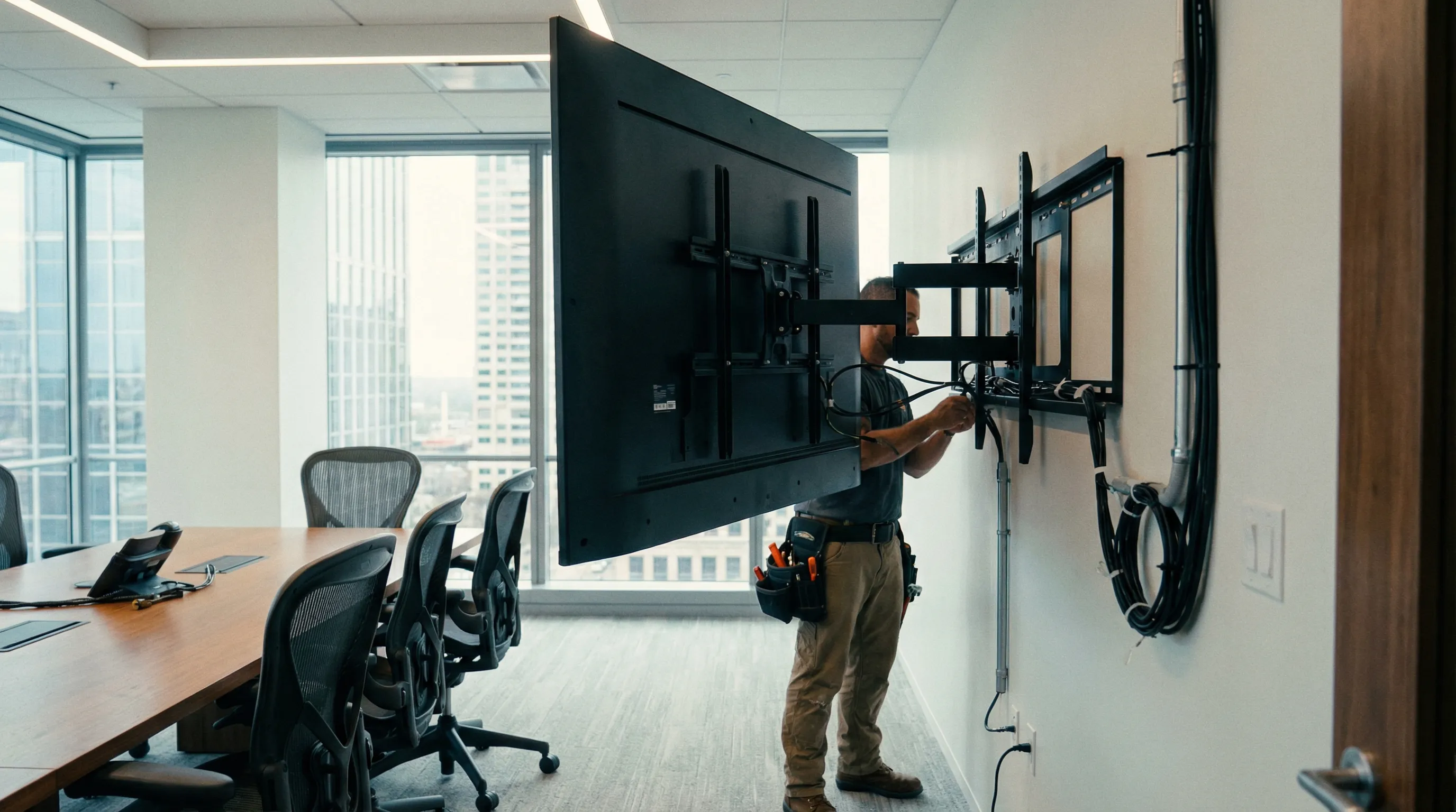 Audio Visual field service professional at work