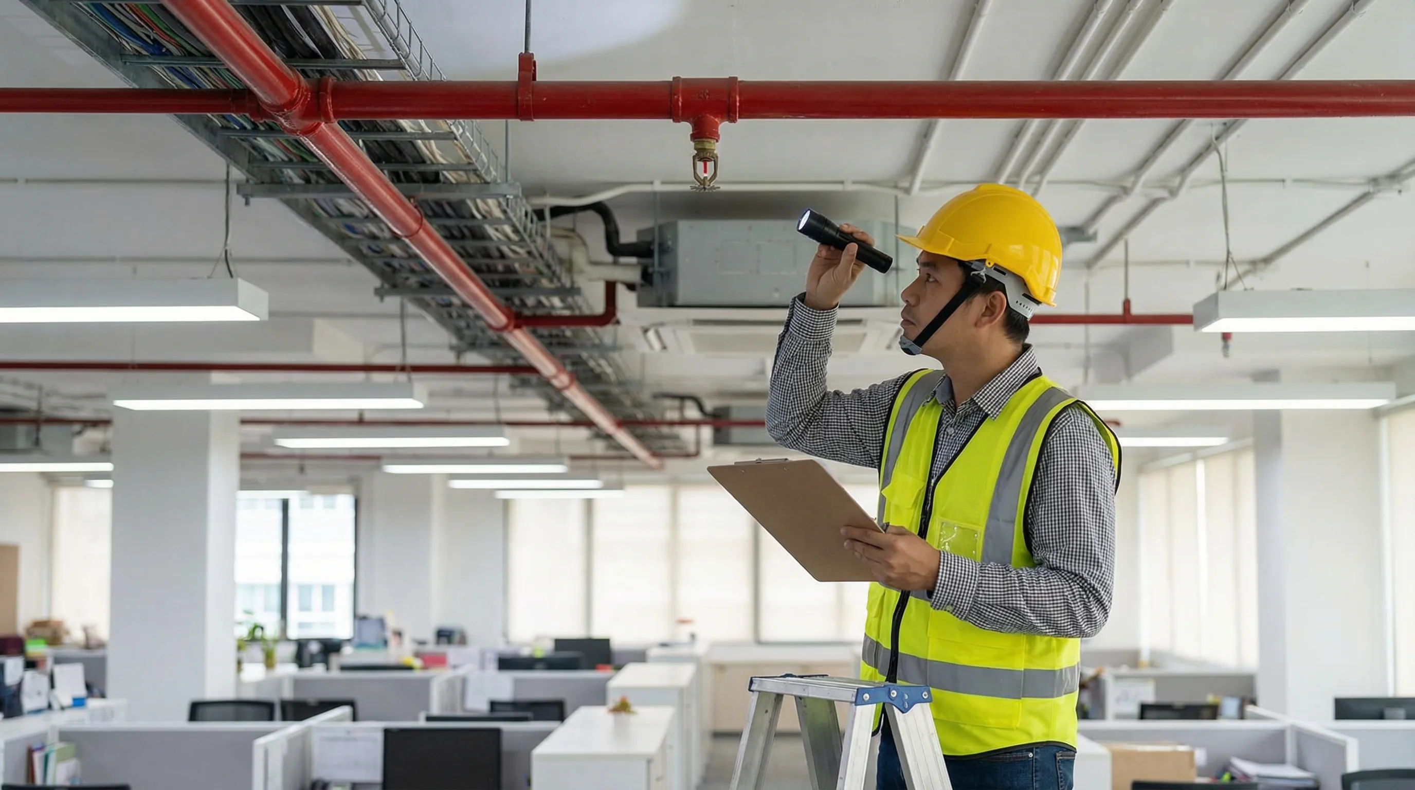 Fire and Life Safety field service professional at work