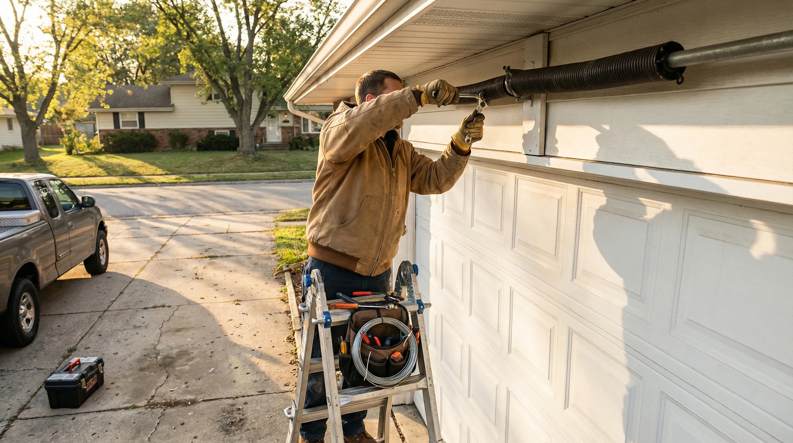 Garage Door field service professional at work
