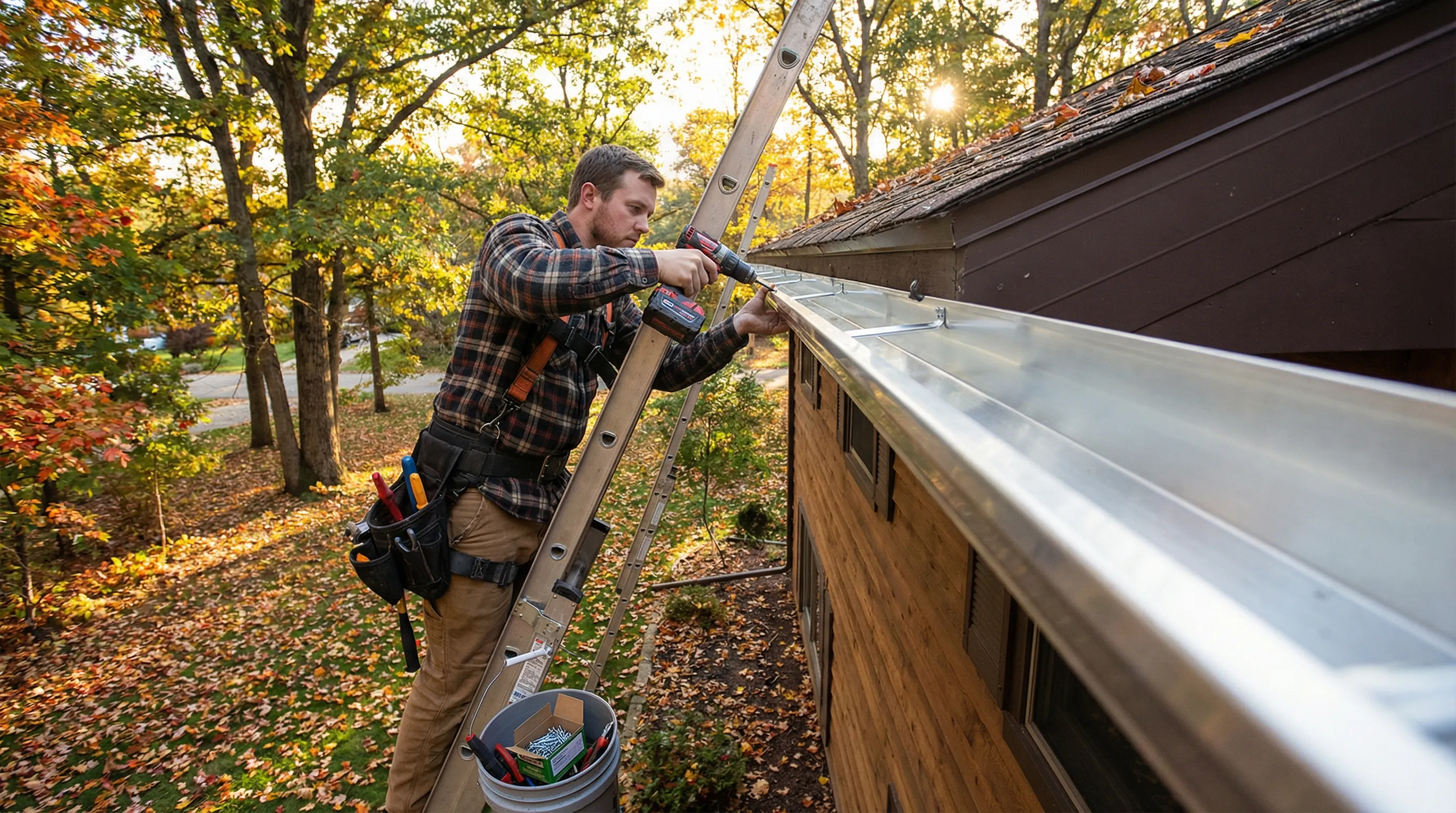Gutter field service professional at work
