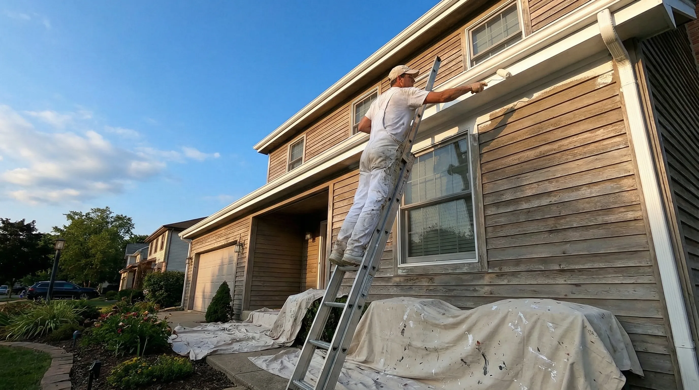 Painting field service professional at work