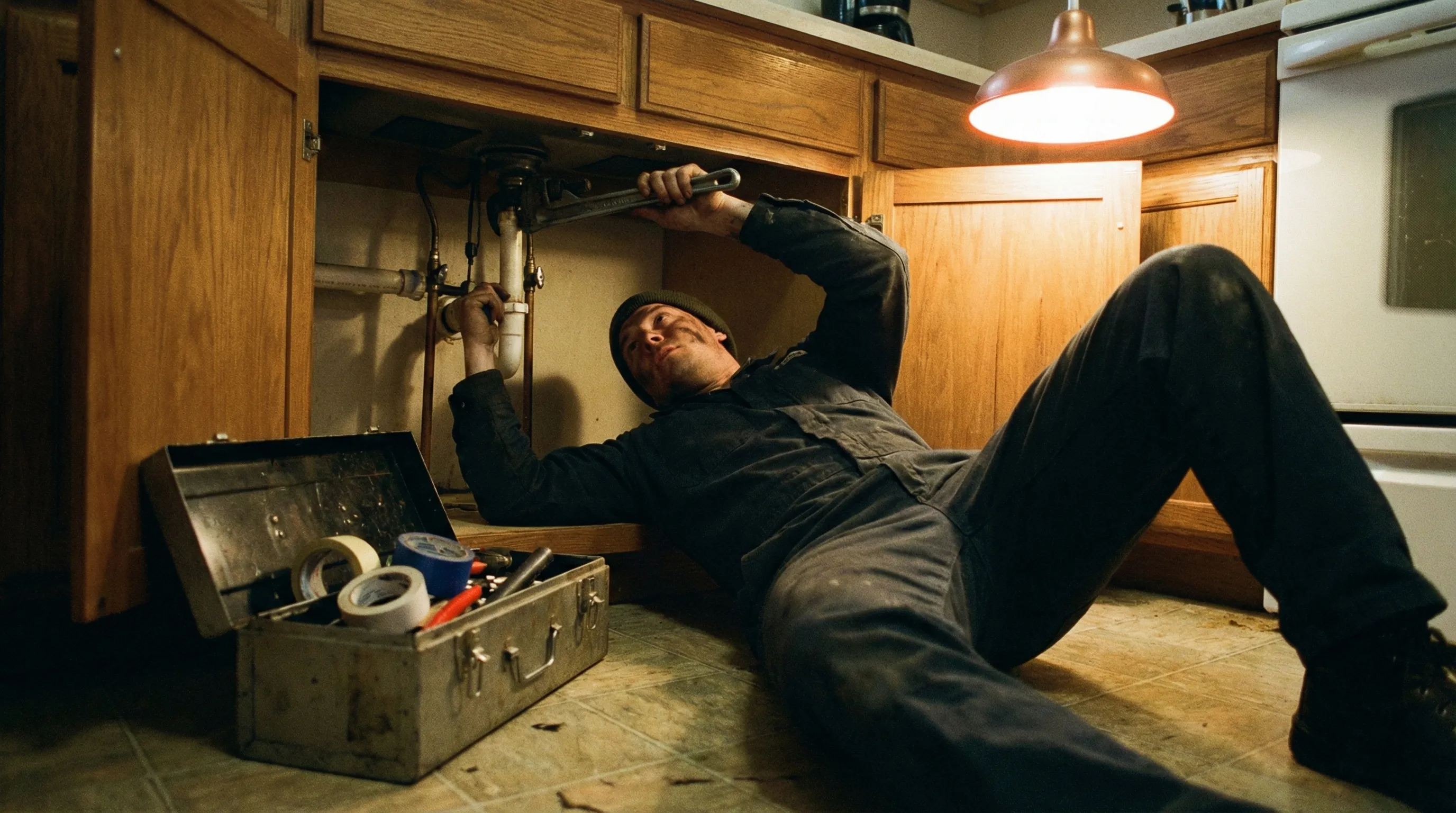 Plumbing field service professional at work