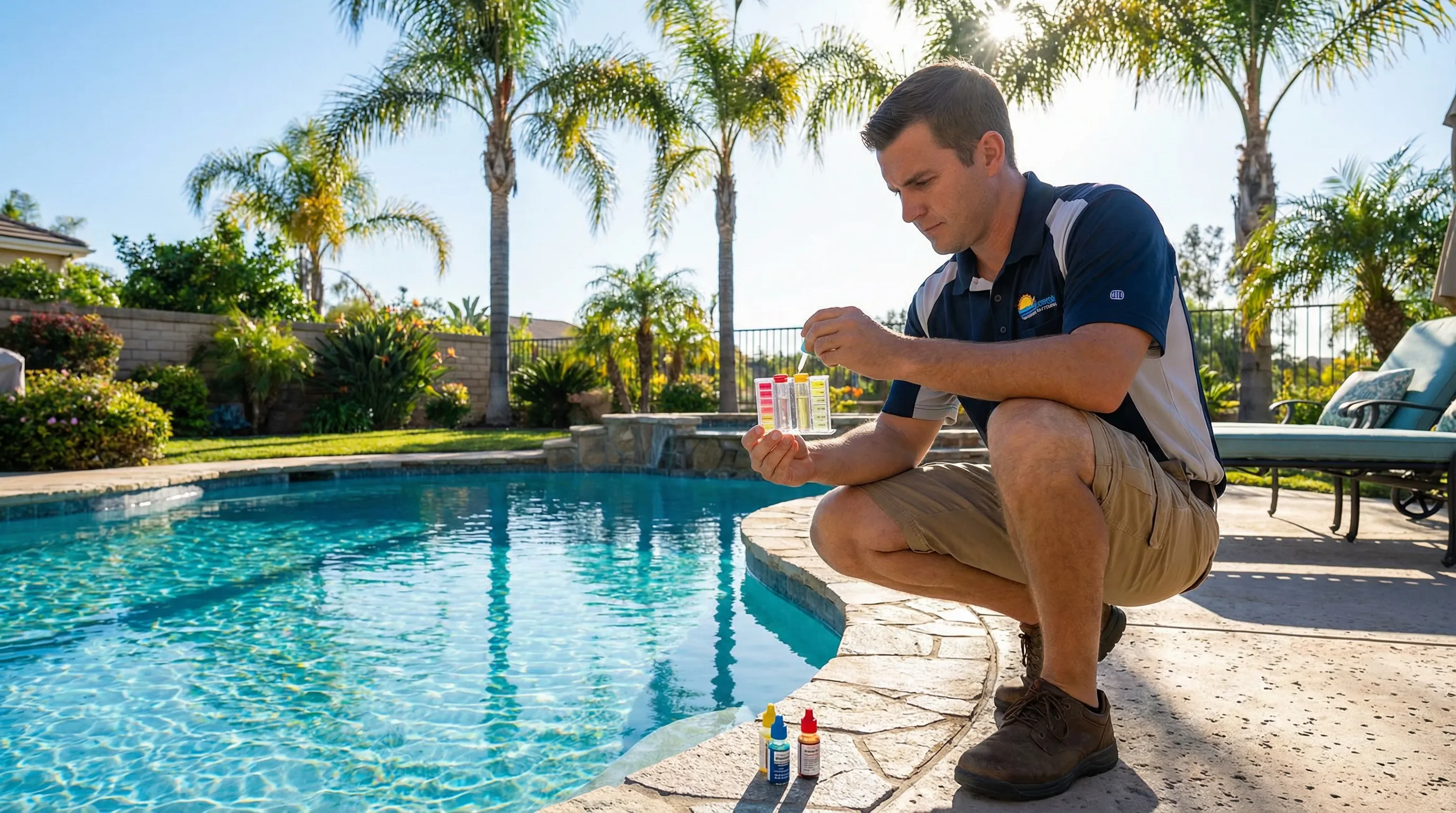 Pool Service field service professional at work