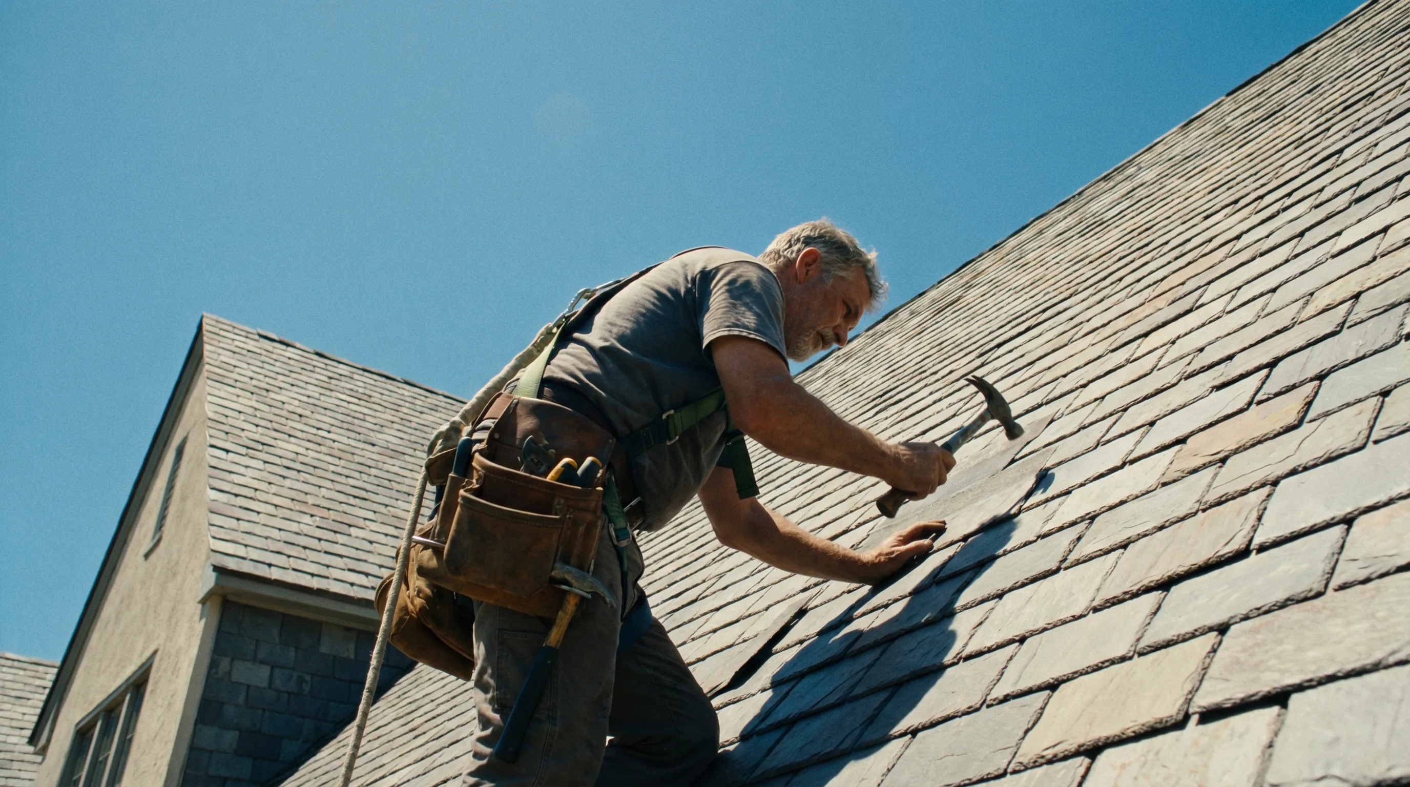 Roofing field service professional at work